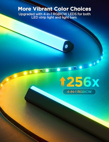 Govee TV Backlight 3 Lite Kit, 11.8ft RGBICW Wi-Fi TV LED Strip Lights for 55-65in TVs with Camera and 15 Inches Smart Light Bars with 4-in-1 Light Beads - Works with Alexa & Google Home | for 55-65in TVs with Camera and 15 Inches Smart Light Bars with 4-