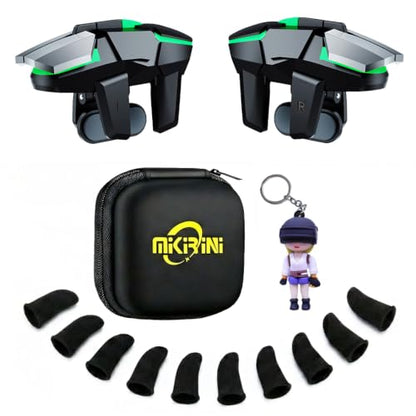 Mikirini 13 in 1 PUBG Mobile Phone Controller Combo, L2R2 4 Gaming Triggers | For Call of Duty/Free Fire/Fortnitee, compatible with iPhones & Android Cell Phones, 6 fingers operation, max thickness 13mm - color: Girl