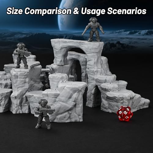 AUSPDICE RPG Terrain The Pit Canyon Scene for 28–32mm DND Campaigns TTRPG | Modular Scenery Set with Rock Bridges, TTRPG Structures, Map Accessories for Characters, Wargame and Roleplay Ready