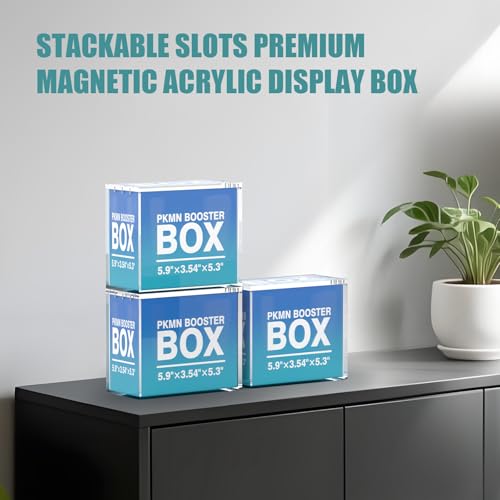 Booster Box Acrylic Case with Magnetic Closure, 5mm Thick Stackable Display Protector Storage Box for PKMN Card Game Booster Box Collection (3 Pack - size: PKMN Booster Box Case