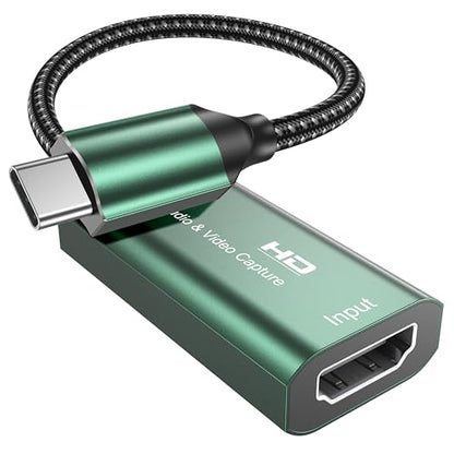 Video Capture Card,4K USB 3.0 HDMI to USB C Capture Card,1080P 60FPS Capture Card for Gaming, Streaming, Compatible with IPad Windows Mac OS Switch PS5/4 Xbox OBS Zoom DSLR Camera (Green)