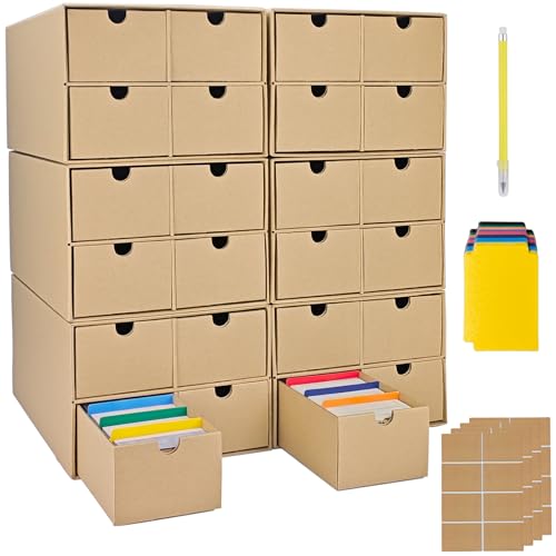 6 Sets Trading Card Storage Boxes, Includes 24-750 CT Boxes & 96 Dividers, 18000+ Trading Cards Organizer for Collectible Card Games, Sports Cards, TCG, with Labels & Pen - color: Brown-6 Set