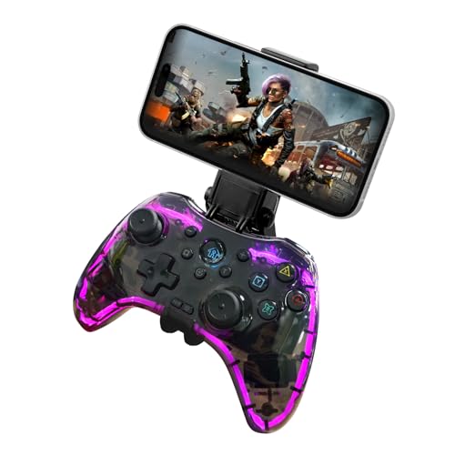 Joso RGB Wireless Mobile Gaming Controller for iPhone, Android, iPad, Tablet, PC, Phone Controller with Phone Clip Supports Cloud Game, COD, Genshin Immpact, Remote Player Gamepad with 2 Back Buttons - color: Black RGB