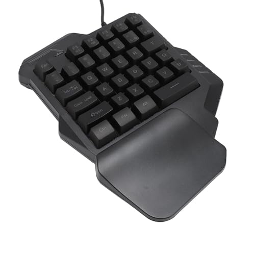 One Handed Gaming Keyboard, 35 Keys RGB Backlight Ergonomic Mini Gaming Keypad, PC Accessory with Wrist Rest, Ideal for 8, 7, Vista, ME, OS X