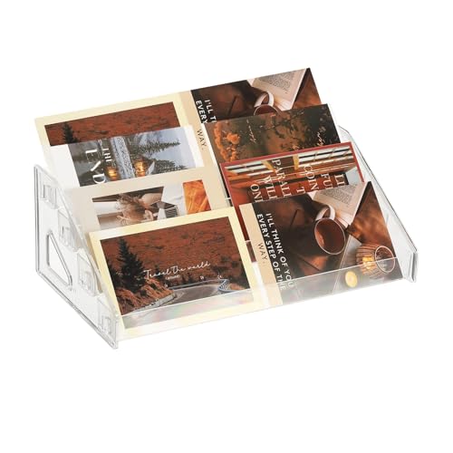 PATIKIL 4 Tier Acrylic Card Display Stand, Portable Postcard Rack Holder Organizer Versatile Display for Trading Cards Baseball PSA Stickers Stamp, Clear - color: Clear, style: 4 Tier