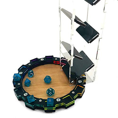C4Labs Dice Tray - Rainbow Design, Stainless Steel, Wood, Acrylic, 7.9" x 6.1" - color: Rainbow