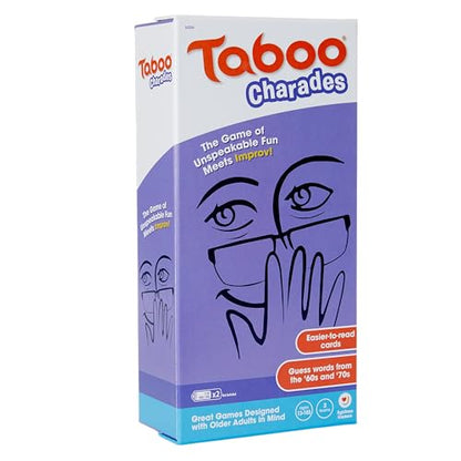 Ageless Games Taboo Charades - Classic Word Guessing & Charades Game for Older Adults - Big Easy to Read Cards for Low Vision - 80 Customizable Word Guess Cards - Fun Family Card Game for Ages 13-103 - style: Taboo Charades