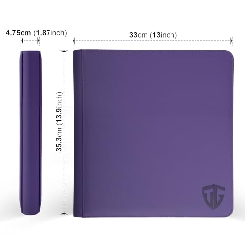 12 Pockets Trading Card Zipper Binder for 720 Cards| Secure Side Loading Pockets | Trading Card Album Folder | Compatible with YuGiOh, MTG,Sports Cards (Purple 12) - color: Purple 12