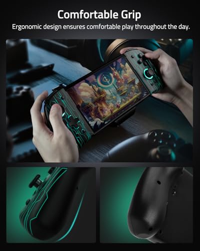 FUNLAB Switch Joypad Controller Customizable for Nintendo Switch Joycon, Ergonomic Switch handheld Controller, Luminpad Switch Controles One-Piece Controllers Replacement- 7 LED Colors/Turbo/Mapping - color: Black-Mech Cyber Pattern
