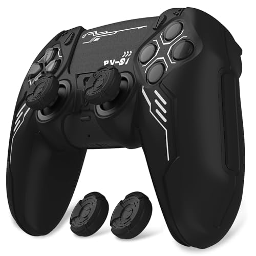 PlayVital Mecha Edition Silicone Cover Compatible with ps5 Controller with 2 Joystick Caps and 6 Stickers, Shockproof Non-Slip Grip Protector Accessories, Fits for ps5 Charging Station - Black - color: Black