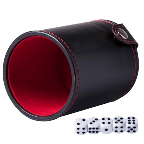 Toddmomy 1 Set Double Layer Leather Dice Cup with Dice Professional Container for Table Games Parties and Family Gatherings Convenient Storage for Easy Rolling