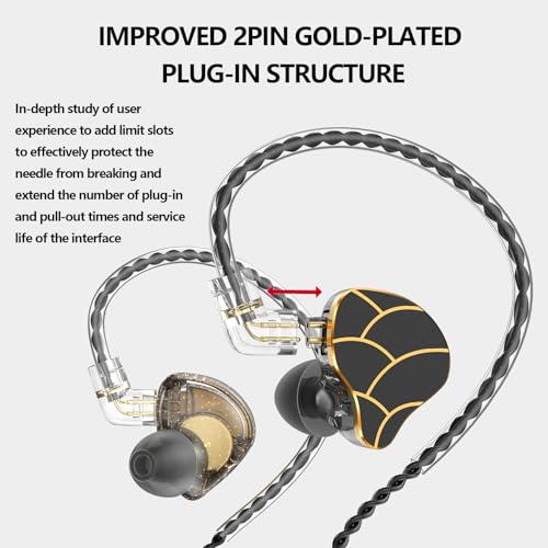 In Ear Monitor Headphones Dual Magnetic Dynamic Driver IEM with Mic, Black | Hybrid Banlance Armature with Dynamic in Ear Headphones IEM Earphones Gaming Earbuds - color: H818-Black