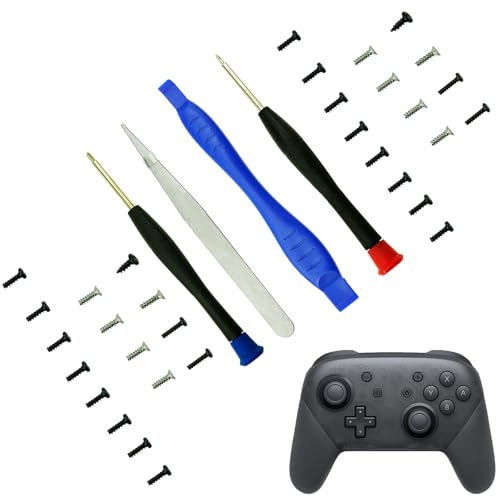 CTHTBZ 32PCS Repair Full Housing Board Screws Set Replacement for Nintendo Switch Pro Controller,With Screwdriver Kit,Tweezer Opening Tools