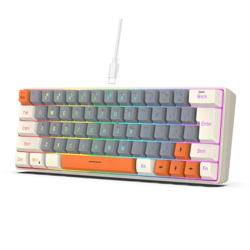 Gaming Keyboard Full Size LED Backlits Quiet Computer Multimedias Corded for PC Office Gaming Multimedia Keyboard - color: Gray beige