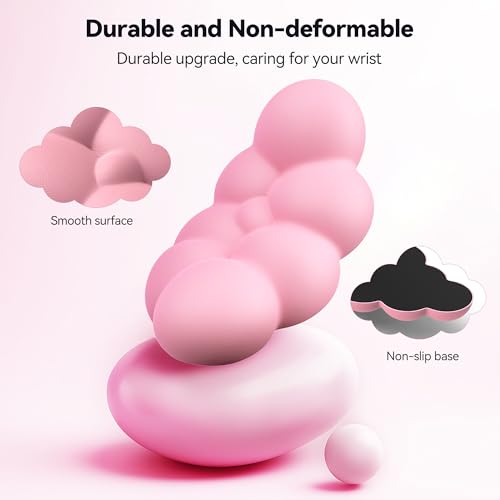 TECKNET Cloud Keyboard Wrist Rest Set, Cloud Wrist Rest with Non-Slip Base, PU Leather Wrist Pad for Keyboard with Ergonomic Memory Foam for Computer Laptop Office Gaming and Pain Relief, Dark Pink - color: Dark Pink