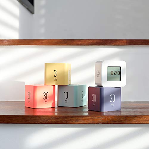 mooas Multi Clock Time Cube Timer (White), Alarm & Backlight Desk Productivity for ADHD Kids Classroom Study, Kitchen, Cooking, Desk, Office, Time Management 5,15,30,60 min Timer Various Setting - color: White
