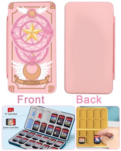 Daspken 24 Game Holder Slots and 24 SD Micro Card Slots for Nintendo Switch/Lite/OLED,Magic Array Style Games Cartridge Cases for Kids Girls Kawaii Storage Box
