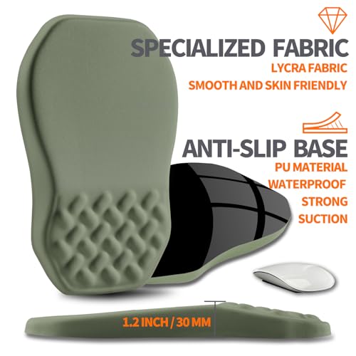 Ergonomic Slope Mouse Pad Wrist Support, Wrist Rest Mousepad for Carpal Tunnel Pain Relief with Massage Bulge and Slow Rebound Memory Foam (12x8 inch, Olive Green) - color: Am020-olive Green