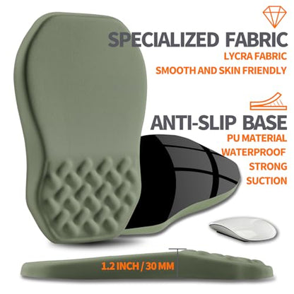 Ergonomic Slope Mouse Pad Wrist Support, Wrist Rest Mousepad for Carpal Tunnel Pain Relief with Massage Bulge and Slow Rebound Memory Foam (12x8 inch, Olive Green) - color: Am020-olive Green