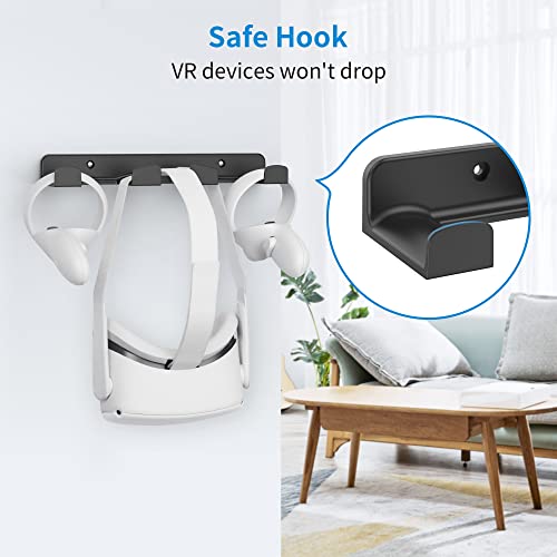 SOKUSIN VR Wall Mount - Storage Stand Holder Hook for Meta/Oculus Quest 2/3/Quest/Rift/Rift S/PSVR 2/Valve Index/HTC Vive/HP Reverb G2/PlayStation VR Headsets, Gaming Controller Hanger Space Saving - color: Black