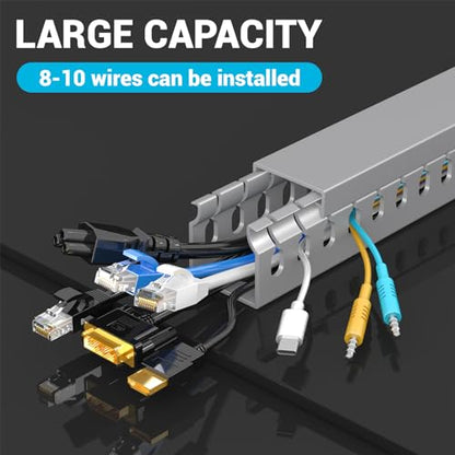 Open Slot Wire Duct Kit, 31.4"(2 x 15.7) Server Rack Cable Management, Cable Management Raceway for Hide Network HDMI VGA Cable, Wiring Raceway Cable Duct, Desk Wire Channel, 2 Pack, Grey - size: Grey-2