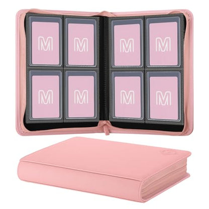 Toploader Binder,4-Pocket Side Load Trading Card Album, Holds 128 Cards | Top Loader Binder with Double-Sided Pockets for MTG, Sports Cards, Top Loader Storage（4 Pink） - color: 4Pink4