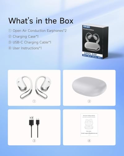 Ultra Open Ear Headphones, Over Ear Bluetooth Bone Conduction Earbuds | Bluetooth 6.1, LED Digital Display, 60H Playtime, IP55 Waterproof, Secure Earhooks for Running, Cycling & Workout - color: Pearl white