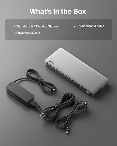 Belkin Connect Thunderbolt™ 4 Dock, 14-in-1 Docking Station 96W w/Triple 4K 60Hz Display Support, 40Gbps Data Transfer, 2.5Gb Ethernet Port, Daisy Chain up to 6 Devices, USB-C Laptop Expansion Hub