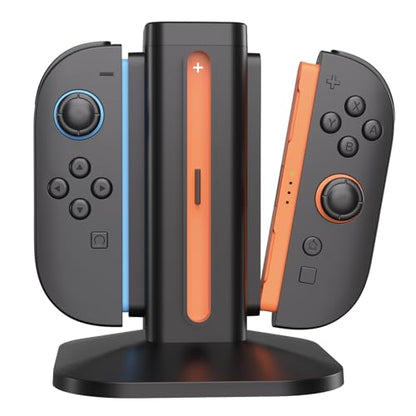 afbptek Switch 2 Joy Con Charging Station, LED Indicator, 4 Joycon Controller Charger Dock, USB Powered for Nintendo Switch 2 Joy-Con L/R Controller (Black) - color: Black