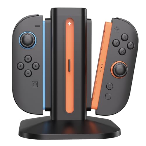 afbptek Switch 2 Joy Con Charging Station, LED Indicator, 4 Joycon Controller Charger Dock, USB Powered for Nintendo Switch 2 Joy-Con L/R Controller (Black) - color: Black
