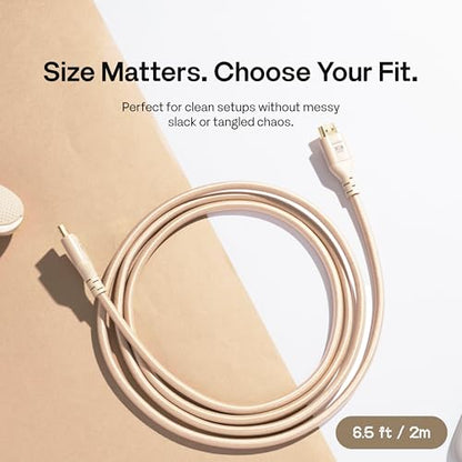 Pixio Beige 8K HDMI 2.1 Cable Ultra Certified Ultra High Speed 6FT 8K 60Hz 4K 120Hz Nylon Braided, Gold Plated Connector, Anti-Breakage, HDR10+, dtsx, eARC, HDCP, Dolby Compatible - color: Beige, size: 6 ft