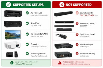 OREI 8K 48Gbps HDMI eARC Audio Extractor, CEC, VRR, ALLM, FVA, EDID, DTS:X | HDMI Audio Extractor 4K 120Hz, HDMI eARC Audio Extractor, Dolby Vision, HDR10+, Atmos Passthrough