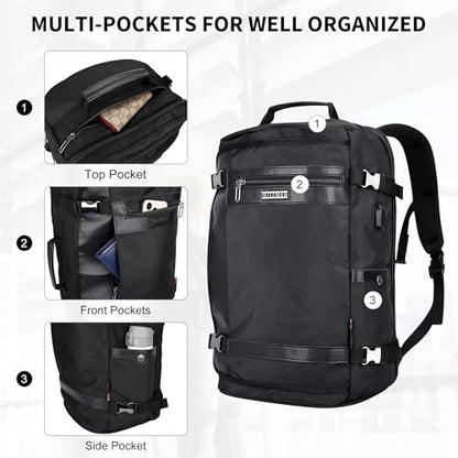 WITZMAN Travel Backpack for Men Women Laptop Backpack with USB Charging Port Carry-on Luggage Flight Approved(B686 Black) | Nylon Laptop Backpack Multi-pocket Fits 17 Inch, TSA Friendly Flight Approved, For Business Trip, Vacation, B686 Black - color: Bla