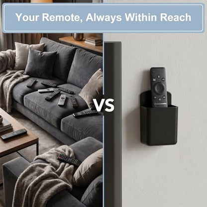 2 PCS Remote Control Holder Wall Mount, TV Remote Control Holder, Self Adhesive Pen Holder Organizers and Accessories for Home Office School (4, Black-4Pcs) - color: Set of 4-Black