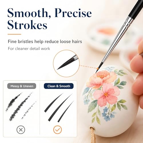 30 Pcs Tiny Detail Paint Brushes Set – Fine #0#00#000 Liner Brushes for Miniature, Model, Acrylic & Watercolor, Precision Craft Brushes for Easter Egg Painting, Spring DIY & Holiday Art