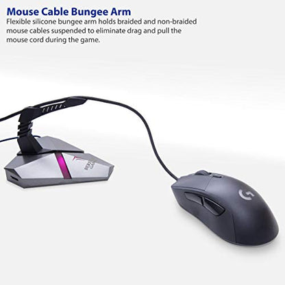 LOKI Gaming Mouse Bungee Stand - RGB LED Lights - 4 Port USB 3.0 Hub with Active Power - Micro SD Card Reader Slot - PC; Mac; Linux