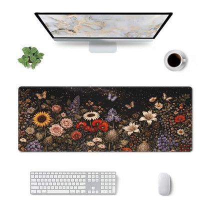 Flowers Gaming Mouse Pad Extended Large Mouse Mat 31.5 X 11.8 Inch Nonslip Rubber Base Long Desk Pad Stitched Edges Mousepad Mice Pad for Office Home Game - color: Flowers