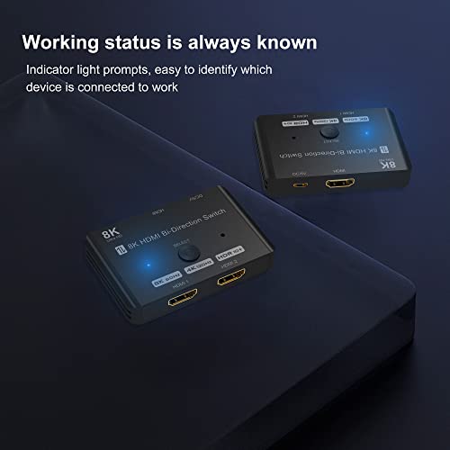 HDMI 2.1 Bi-Directional Switch Ultra HD 8K HDMI Switcher 2 in 1 Out/ 1 in 2 Out HDMI Switch Supports 8K@60Hz/ 4K@120Hz 48Gbps Compatible with Switch/Switch OLED PS5/4 Xbox Roku Apple TV Fire TV Stick - size: HDMI Switch 2 Port 8K