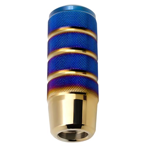 Osilly 3.74 Inch Aluminum Shift Knob with 3 Threaded Adapters, Blue/Gold | aluminum alloy construction, ergonomic extended grip, supplied adapters, for manual and select automatic cars, interior parts - color: Blue+Golden