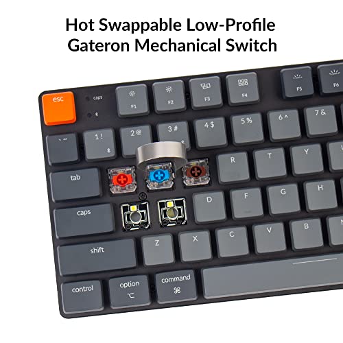Keychron K1 SE, 87 Keys Ultra-Slim Wireless Bluetooth/USB Wired Mechanical Keyboard with White LED Backlit, Hot Swappable Low-Profile Gateron Mechanical Blue Switch Compatible with Mac Windows - color: Low-Profile Gateron Blue Switch