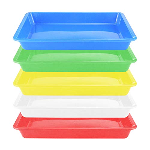 Plastic Art Trays,5 Pieces Stackable Activity Crafts Organizer, Serving, Jewelry Tray for DIY Projects, Painting, Beads, Organizing Supply,5 Color (9.6 x 7.08 x 0.94 inch) - size: 9.6 x 7.08 x 0.94 inch