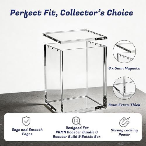 (1 Pack) Standard Height Booster Bundle Acrylic Case, Magnetic Display Case | 8mm Crystal-Clear Acrylic, Magnetic, Stackable, Fits Standard-Height Booster Bundles & Build & Battle Boxes - color: Clear- 1pack, size: For Standard Booster Bundle Box