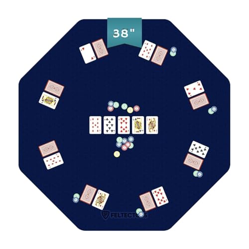 Board Game Mat Octagon, Table Cover for Mahjong, Poker, Playing Cards, Tile Games, Dominoes, and RPG - Neoprene Gaming Playmat (Blue, Octagon 38 in) - color: Blue, size: Octagon 48 inches