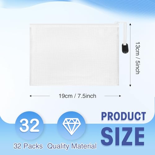 Jetec 32 Pcs Mesh Zipper Bags Bikini Organizer,White,7.5 x 5 Inch - color: White, size: 7.5 x 5 Inch