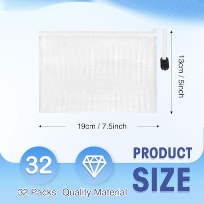 Jetec 32 Pcs Mesh Zipper Bags Bikini Organizer,White,7.5 x 5 Inch - color: White, size: 7.5 x 5 Inch
