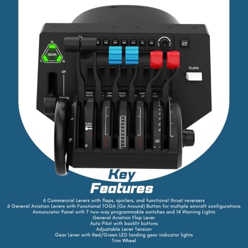 Honeycomb Alpha Yoke and Bravo Throttle Quadrant Bundle (2 Items) | 180 Degree Rotation, Steel Shaft and Dual Linear Bearings, Damped Self-Centering, Bravo: 6 Levers, Autopilot Panel