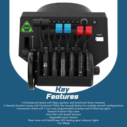 Honeycomb Alpha Yoke and Bravo Throttle Quadrant Bundle (2 Items) | 180 Degree Rotation, Steel Shaft and Dual Linear Bearings, Damped Self-Centering, Bravo: 6 Levers, Autopilot Panel