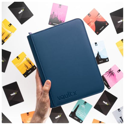 Vault X 4 Pocket Zip Trading Card Binder 160 Cards Exo-Tec (Blue) | Holds 160 standard-size TCG cards in 20 side-loading 4-pocket pages. Padded, water-resistant Exo-Tec cover. - color: Blue