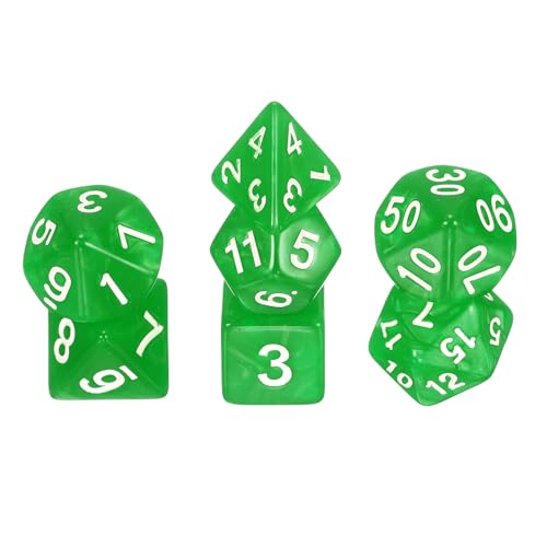 uxcell Polyhedral Dice Set, 7 Pcs Acrylic Dice for Role Playing Table Games Tabletop Gaming Accessories, Pearl Pattern Light Green - color: Pearl Pattern Light Green
