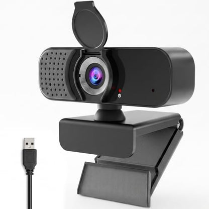 1080P Webcam with Microphone and Physical Privacy Cover, Noise Cancelling USB Web Camera, Auto Light Correction, Plug and Play, Wide Angle PC Camera for Zoom, Online Class, Laptop/Desktop - style: mirror plate-1080p